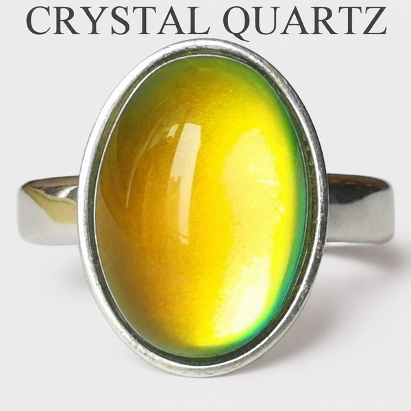 Princess of the Crystal Seas - Mood Ring - 14x10 mm - Sterling Silver 925  - AAA Crystal Quartz