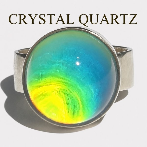Sun of Antares - Mood Ring - 14 mm - Sterling Silver 925 - AAA Crystal Quartz 