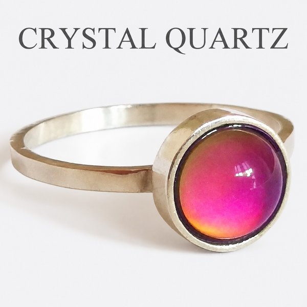 Duchess of the Silver Light - Mood Ring - 8 mm - Sterling Silver 925 - AAA Crystal Quartz