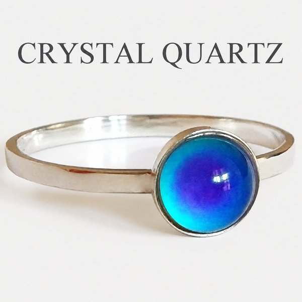 Princess of the Light - Mood Ring - 6 mm - Sterling Silver 925 - AAA Crystal Quartz