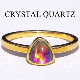 The Little Lord - Mood Ring - 6 mm - 24k Gold Plated Sterling Silver 925 - AAA Crystal Quartz 