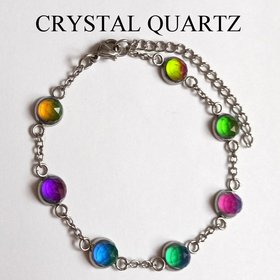 Venus of the Seven Skies - Mood Bracelet - 6 mm - Stainless Steel - AAA Crystal Quartz faceted
