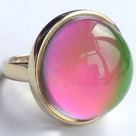 Golden Sun of Elegance - Mood Ring - 20 mm - 24K Gold Plated Sterling Silver 925