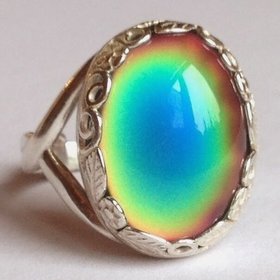 Silver Blossom of Light - Mood Ring - Adjustable - 18x13 mm - Sterling Silver 925
