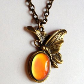 Butterflies of Happiness - Mood Necklace - 14x10 mm - Brass