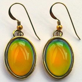 Golden Fire of Youth - Mood Earrings - 18x13 mm - 24k Gold Plated Sterling Silver 925