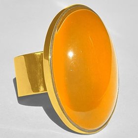 Golden Mirror of Beauty - Mood Ring - 30x20 mm - 24k gold plated Sterling Silver 925
