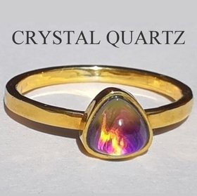 The Little Lord - Mood Ring - 6 mm - 24k Gold Plated Sterling Silver 925 - AAA Crystal Quartz 