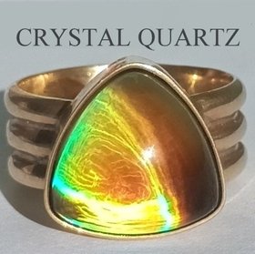 Lord of Lightning - Mood Ring - 15 mm - Gold Plated Sterling Silver 925 - AAA Crystal Quartz
