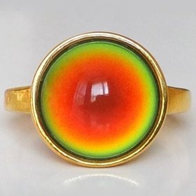 Golden Star of Romance - Mood Ring - 12 mm - 24K Gold Plated Sterling Silver 925