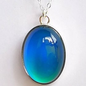 Aphrodites Glow of Mystery - Mood Necklace - 25x18 mm - Sterling Silver 925