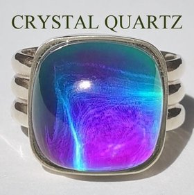 Northern Lights - Mood Ring - 15 mm - Sterling Silver 925 - AAA Crystal Quartz