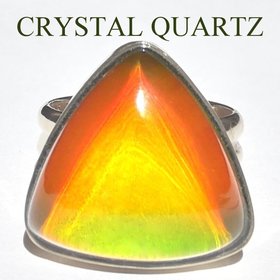 Sovereign of Lightning - Mood Ring - 20 mm - Sterling Silver 925 - AAA Crystal Quartz 