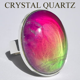 Holiday Ocean - Mood Ring - Crystal Quartz - 24x18 mm - Sterling Silver 925