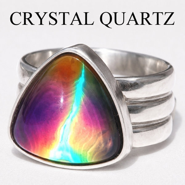 Lord of Lightning - Mood Ring - 15 mm - Sterling Silver 925 - AAA Crystal Quartz 