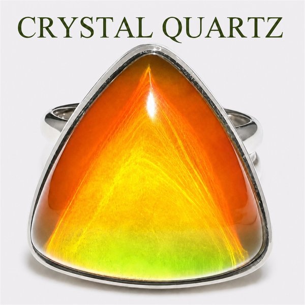 Sovereign of Lightning - Mood Ring - 20 mm - Sterling Silver 925 - AAA Crystal Quartz 