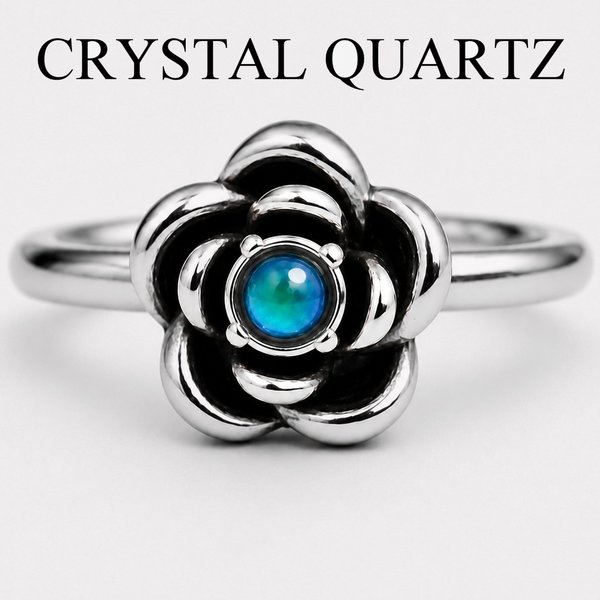 Rose of Luck - Mood Ring - 2 mm - AAA Crystal Quartz - Stainless Steel - High Quality