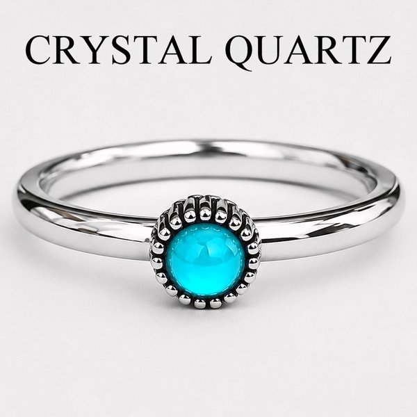 Crown of Elegance - Mood Ring - 3 mm - AAA Crystal Quartz - Stainless Steel - High Quality